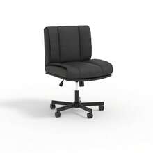 Beaully PU Leather Criss Cross Chair Legged With 5 Wheels, Armless Office Desk Chair With Adjustable Back And Height For Home Office - Đen - Xem 1