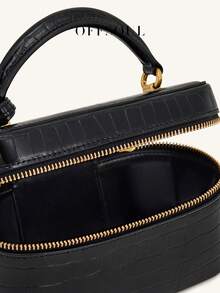 Bolso de caja con textura vintage para mujeres, nueva bolsa de almuerzo de grano de cocodrilo de alta gama para llevar en la mano, bolso versátil de hombro y cruzado para oficinistas - Negro - Ver 5