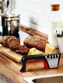 4-In-1 Knife Sharpener [4 Stage] With A Pair Of Cut-Resistant Glove, Original Premium Polish Blades, Best Kitchen Knife Sharpener Really Works For Fruit Knife And Steel Knives, Scissors - 紅色 - 查看 5