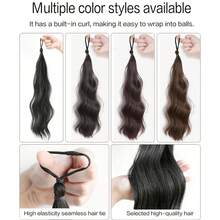 Tóc giả đuôi ngựa màu đen tự nhiên kiểu kẹp kèm băng đô, phù hợp cho phụ nữ sử dụng hàng ngày và trong những dịp đặc biệt, dễ đeo, dài 18 inch. - Nhiều màu - Xem 4