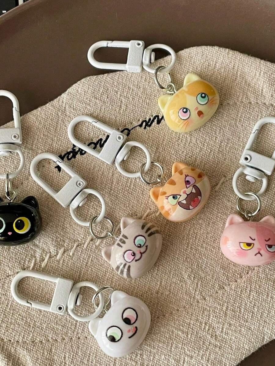 6个可爱小猫钥匙包挂件，简约背包挂件，甜美百搭的礼品配件，悬挂装饰品