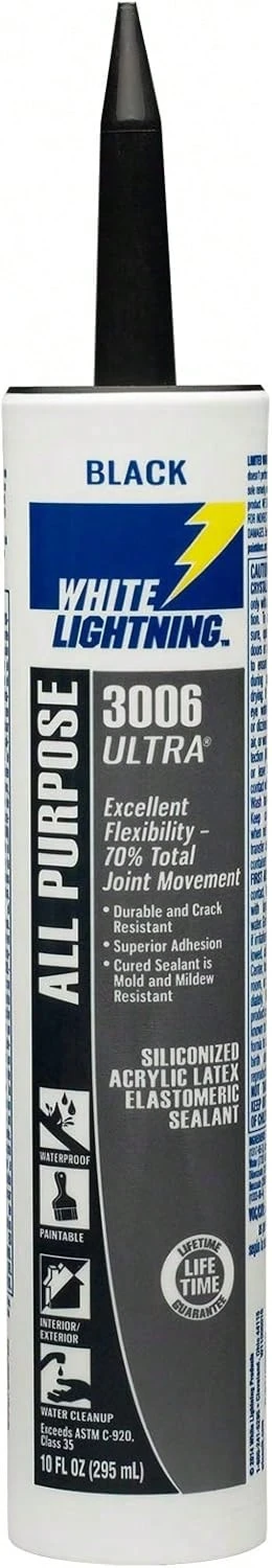 White Lightning W11005010 3006 Ultra All Purpose Elastomeric Sealant, Black, 10 Fl Oz - 顏色A - 查看 1