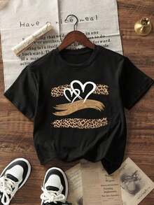 Camiseta de mujer de verano de ajuste holgado con cuello redondo y manga corta, con estampado de eslogan simple, estilo casual de vacaciones. Blusa de uso diario y vacacional. Camiseta de mujer. Negro - Negro - Ver 9