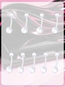 Piercing de Umbigo para Gravidez 14G para Mulheres, Pino de Umbigo Transparente de Bioplástico Ajustável, 10mm-38mm - Transparente - Visão 10