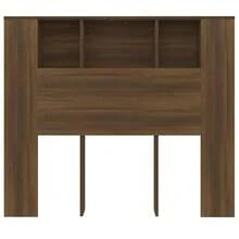 vidaXL Bed Headboard And Wall Unit, Bedroom Furniture, With Storage And Accessories, 120x19x104.5cm, Light Oak - 橡木深色 - 查看 5