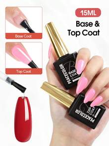 peacecolor 2pcs 15ml Base Coat And Top Coat Set, Functional Gel For UV/LED Curing, Suitable For Nail Salons And Home Use - Multicolor - View 9