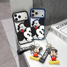 This Disney Mickey Mouse Pattern Lanyard Phone Case Features A Strong Magnetic Closure And Full Coverage Of Acrylic And TPU Material. It's Shockproof, Lightweight, And Suitable For IPhone17/16/11/13/15/15 Plus/15 Pro/15 Pro Max/12/14 Pro Max/11 Pro Max/12 Pro/12 Pro Max/13. It's A Popular Birthday Gift, Business Gift, Durable, Stain-Resistant, And Fingerprint-Resistant New Phone Case For Men And Women. It Also Includes A Mickey Mouse Phone Case And Mickey Mouse Doll Bracelet. Compatible With SamsungGalaxy S20, S21, S22, S23, And S24 Series. It's The Perfect Gift For Friends And Family. This Stylish Phone Case Is Fun, Lightweight, And Durable. IPhone17 Pro Max Phone Case, Minnie Phone Case. - 粉色 - 查看 2