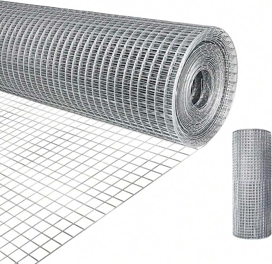 Hardware Cloth 1/2 Inch 19Ga Double Hot-Dipped Galvanized After Welding Wire Fence Mesh Welded Metal Chicken Wire Fencing Roll (Silver 1/2 8X25) - ColorA - View 1