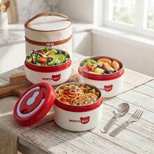 1pc/Set Portable 304 Stainless Steel Thermal Insulated Lunch Box With Handle, Leak Proof Fruit Salad Food Storage Container, Dishwasher & Microwave Allowable,Suitable For Student Adult Use In School, Office,Picnic, Travel, Back To School - Multicolor - View 12