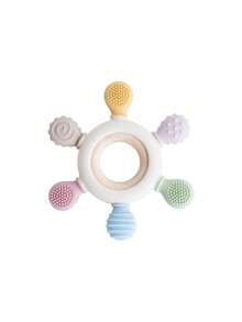 1 pieza Juguete de dentición con forma de timón de barco de silicona con textura de animal, juguete masticable para molares para práctica de mordida diaria para bebés e infantes - Multicolor - Ver 9
