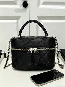 Lightweight Mini Bag, Compact Women's Handbag, Chain Bag, Quilted Bag, Tote Bag, Bucket Bag - Suitable For Girls, College Students And Office Ladies, Perfect For Office, Campus, Work, Commute, Outdoor Activities, Travel And Outing , Office - Black - View 6
