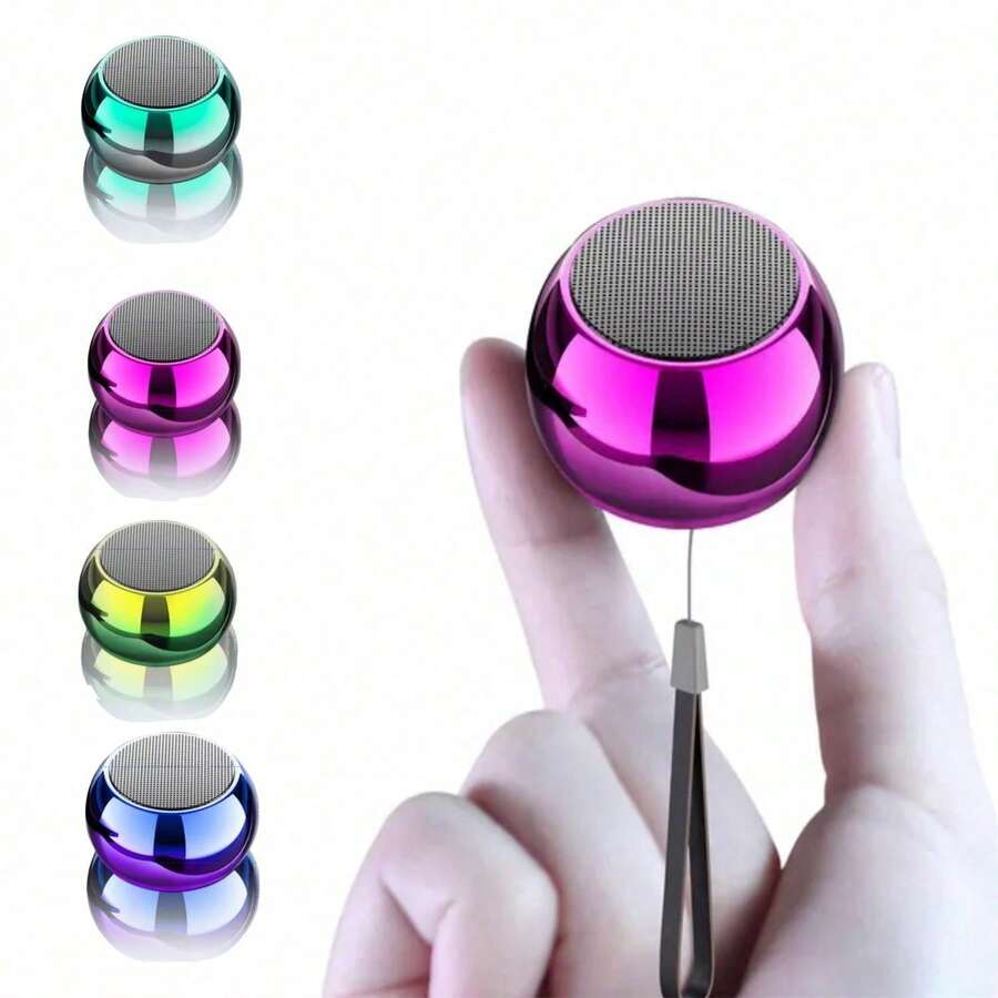 mini altavoz Bluetooth portátil, versión mini, fluorescente degradado, recargable por USB, con cordón - Verde - Ver 1