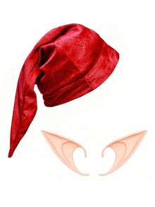 Elf Costume Accessories Including Gnome Hat And Ears Cosplay, Halloween, Christmas Elf Hat, Elf Ears - Multicolor - View 15