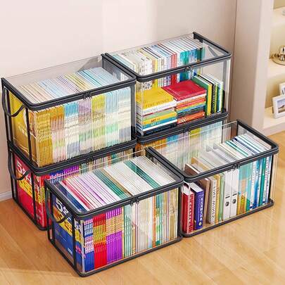 透明PVC材质带翻盖和窗口的收纳袋 - 多用途收纳盒、储物箱，可用于存放玩具、派对礼品、手工制品、书籍、学习用品、零食等 - 耐用长方形家居收纳盒、储物容器，圣诞节礼物、万圣节礼物，XL/38*32*24厘米，L/32*25*24厘米