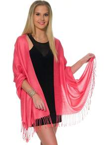 Shawls And Wraps Evening Dresses, Large Soft  Wedding Shawl - 粉紅紫紅色 - 查看 2