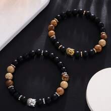 Men's Bracelet Jewelry, Buddha Beads, Buddha Head Bracelet, Frosted Alloy Buddha Bracelet - 金色 - 查看 4