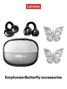 Lenovo LE302 Bluetooth Earphones With Butterfly Decor, Clip-On Surround Sound, High-Quality Audio, Low Latency, ENC Noise Cancellation, Comfortable Wear, No Ear Piercing Required, Fashionable Earphone Accessory, Gift For Women - View 8