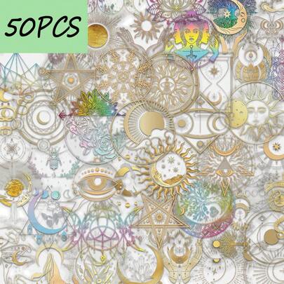 SCXXBSW 50pcs Colorful Laser Stickers, Suitable For Decorating Phone Cases, Helmets, Suitcases, Handbooks, Computers, Waterproof PET Stickers
