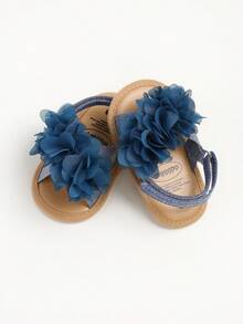 Sandalias blancas elegantes para exteriores para bebés niñas, zapatos de verano para niños pequeños - Azul Marino - Ver 8