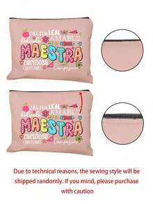 Bolsa de cosméticos con estampado de manzana con letra y lápiz multicolor, bolsa de almacenamiento de gran capacidad y linda, bolsa de maquillaje de uso diario, bolsa de almacenamiento multifuncional, bolsa de viaje ligera, regalo exquisito, recuerdo de viaje para amigos, bolsa de almacenamiento de viaje esencial, adecuada para ir y venir, volver a la escuela, viajes, picnics, campamentos, aventuras al aire libre y otras ocasiones, regalos del Día de la Madre, regalos del Día del Maestro, regalos de cumpleaños - Multicolor - Ver 11