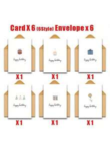 12pcs Birthday Greeting Card Set With Envelopes, Suitable For Gifting To Family, Friends And Colleagues, Unique Birthday Wishes Cards, Decorative Birthday Cards, Birthday Congratulations Cards - Multicolor - View 4