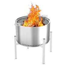 Firepit Stand For Stove 48.26cm Performance-Tuned Ventilation Adjustable Fire Pit Stand Robust Balanced Bearing Support Universal Firepit Stand Fire Pit Stand For Camping, Picnicking - Silver - View 8