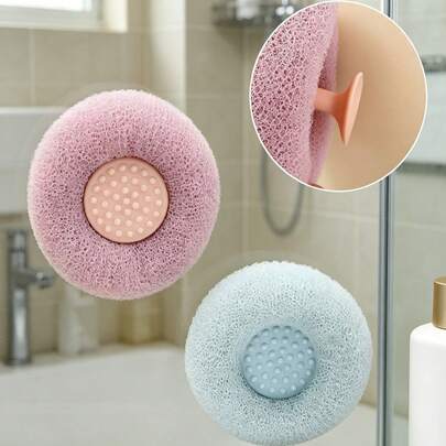 Bông tắm mới có giác hút, dụng cụ tẩy tế bào chết, bông tắm mềm mại, khăn tắm treo.