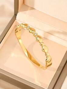 3 PiecesStackable Gold Cuff Bracelet Set, Stainless Steel Waterproof Daily Wear - Gold - View 5
