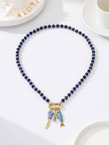 1 pieza Collar con colgante de criatura marina inspirada en la dopamina, joyería occidental elegante y de moda, adecuado para uso diario y vacaciones en la playa de las mujeres - collar - Ver 7