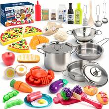 52PCS Kids Kitchen Cutting Play Set 18M+ Toddler Pretend Play Toys With Food Fruits Vegetables Educational Birthday Gift - Multicolor - View 8