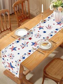 1件装美国国旗星形图案桌旗，独立日桌布，180*35厘米涤纶桌布，独立日装饰，7月4日爱国纪念日装饰，节日派对用品，独立日厨房装饰，餐桌装饰，家居装饰，室内外派对用品 - 多色 - 查看 7