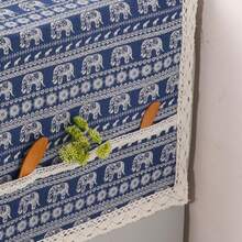 Ciliu Dust Proof Fridge Cover Foldable With Storage Bag For Kitchen Home Appliance - [Sunflower Lace]Blue Striped Elephant - View 3