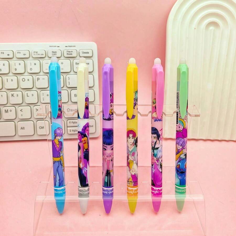 DOBBLE 12 piezas Bolígrafos neutros borrables con diseño de dibujos animados de cazador de brujas, herramienta de escritura con diseño de dibujos animados elegante, adecuado para fans, regalos y recuerdos - Multicolor - Ver 1