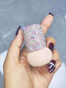 1pc Glitter Rhinestone Makeup Sponge Puff, Concealer Foundation Blending Sponge, Portable Travel Makeup Sponge, Elegant Gift - Multicolor - View 3