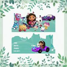 Gabby's Dollhouse 10 piezas Tarjeta de invitación para fiesta temática de cumpleaños - Multicolor - Ver 1