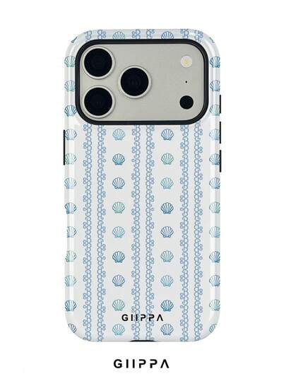 GIIPPA 1 Piece Refreshing Ocean-Inspired Seashell Striped Pattern Phone Case, Suitable For IPhone 17 Pro Max, 16 Pro Max, 15 Pro Max, 14 Pro Max, Korean Stylish And Interesting Phone Case, Compatible With IPhone 11/12/13/14/15/75 Pro Max Plus, Elegant Design Suitable For Both Men And Women, Ideal Gift For Girlfriend On Christmas, Valentine's Day, Easter, Wedding Season And Birthday