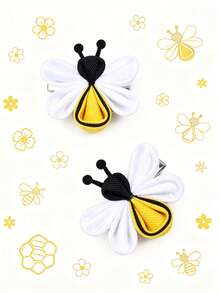 2pcs/pack Cute Bee Design Girls' Hair Clip/headband/kids Hair Accessories For Spring - Multicolor - View 3