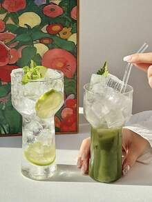 1pc High-Quality Juice Glass Cup, Torch Shaped Beverage Glass, Suitable For Cocktail, Sparkling Water, Creative Mocktail Cups, Ideal For Home Gatherings Or Restaurants - Multicolor - View 4