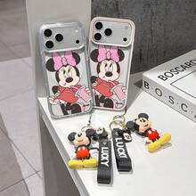 This Disney Mickey Mouse Pattern Lanyard Phone Case Features A Strong Magnetic Closure And Full Coverage Of Acrylic And TPU Material. It's Shockproof, Lightweight, And Suitable For IPhone17/16/11/13/15/15 Plus/15 Pro/15 Pro Max/12/14 Pro Max/11 Pro Max/12 Pro/12 Pro Max/13. It's A Popular Birthday Gift, Business Gift, Durable, Stain-Resistant, And Fingerprint-Resistant New Phone Case For Men And Women. It Also Includes A Mickey Mouse Phone Case And Mickey Mouse Doll Bracelet. Compatible With SamsungGalaxy S20, S21, S22, S23, And S24 Series. It's The Perfect Gift For Friends And Family. This Stylish Phone Case Is Fun, Lightweight, And Durable. IPhone17 Pro Max Phone Case, Minnie Phone Case. - 藍色 - 查看 3