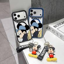 This Disney Mickey Mouse Pattern Lanyard Phone Case Features A Strong Magnetic Closure And Full Coverage Of Acrylic And TPU Material. It's Shockproof, Lightweight, And Suitable For IPhone17/16/11/13/15/15 Plus/15 Pro/15 Pro Max/12/14 Pro Max/11 Pro Max/12 Pro/12 Pro Max/13. It's A Popular Birthday Gift, Business Gift, Durable, Stain-Resistant, And Fingerprint-Resistant New Phone Case For Men And Women. It Also Includes A Mickey Mouse Phone Case And Mickey Mouse Doll Bracelet. Compatible With SamsungGalaxy S20, S21, S22, S23, And S24 Series. It's The Perfect Gift For Friends And Family. This Stylish Phone Case Is Fun, Lightweight, And Durable. IPhone17 Pro Max Phone Case, Minnie Phone Case. - 藍色 - 查看 2