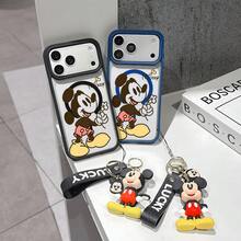 This Disney Mickey Mouse Pattern Lanyard Phone Case Features A Strong Magnetic Closure And Full Coverage Of Acrylic And TPU Material. It's Shockproof, Lightweight, And Suitable For IPhone17/16/11/13/15/15 Plus/15 Pro/15 Pro Max/12/14 Pro Max/11 Pro Max/12 Pro/12 Pro Max/13. It's A Popular Birthday Gift, Business Gift, Durable, Stain-Resistant, And Fingerprint-Resistant New Phone Case For Men And Women. It Also Includes A Mickey Mouse Phone Case And Mickey Mouse Doll Bracelet. Compatible With SamsungGalaxy S20, S21, S22, S23, And S24 Series. It's The Perfect Gift For Friends And Family. This Stylish Phone Case Is Fun, Lightweight, And Durable. IPhone17 Pro Max Phone Case, Minnie Phone Case. - màu đen - Xem 2