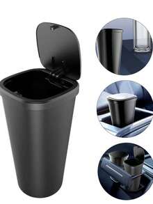 1pc Portable Mini Car Trash Can, Waterproof Lid Design, Compact Multi-Purpose Garbage Bin, Suitable For Car Cup Holders And Desktops - Vehicle-mounted Trash Cans - View 12