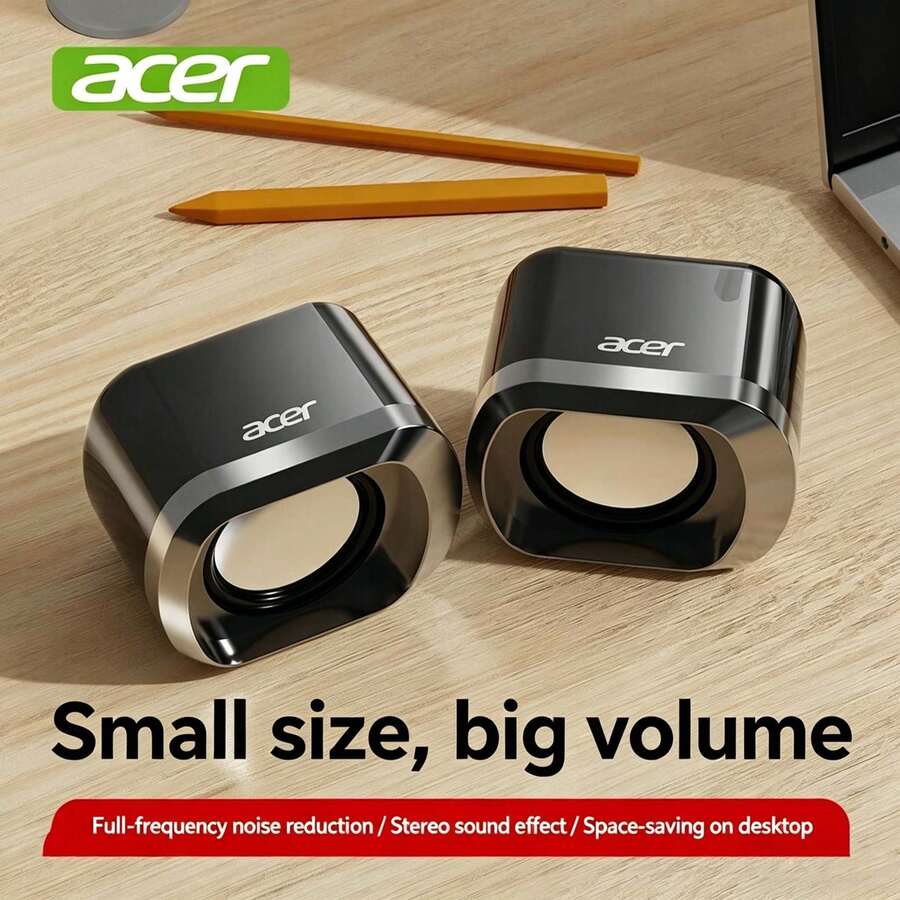 Acer The New OSK263 Desktop Subwoofer Is A 2.0 Dual-Channel Stereo Computer Speaker System With Independent In-Line Controls And Enhanced Bass. It's Compatible With Both Desktop And Laptop Computers, Offering A Simple And Convenient Multimedia Speaker Solution For Office Work And Gaming. - View 1