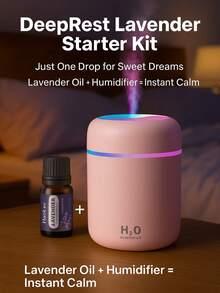 DeepRest Sleep Kit: Pink Humidifier + Lavender Oil (1 Pack) DeepRest Portable Humidifier With Essential Oils: 3-In-1 Aromatherapy Diffuser & Soothing Night Light For Better Sleep - Màu tím - Xem 4