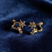 1对时尚、精致、优雅、性感又可爱的水钻五角星设计耳环 - 金色 - 查看 3