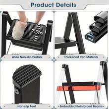 5-Step Ladder, 5-Step Ladder With Anti Slip Wide Pedals, Lightweight And Easy To Carry Handle Folding Ladder, Multi-Purpose Steel Ladder, Suitable For Home And Office Use - C - View 4