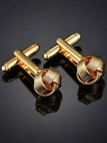 1 Pair Fashionable Delicate Gold Twist Design Cufflinks For Men - Knot Design - View 6