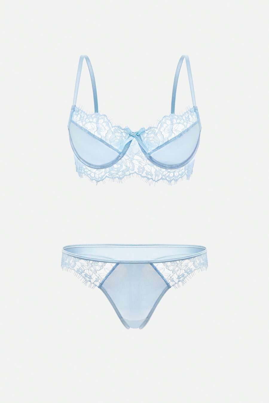 Bisouelle Ren tương phản Vòng thép Bộ đồ lót - Màu xanh lam - Xem 1