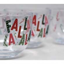 Large Christmas Latte/Hot Chocolate Clear Glass Mugs - Candy Cane - Set Of 4 - Default - View 5