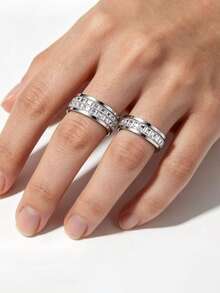 Rose Gold-Plated Eternal Stainless Steel Ring, Couple Rings, Unisex Jewelry Accessories, Suitable For Weddings, Engagements, And Daily Wear Jewelry - Multicolor - View 3